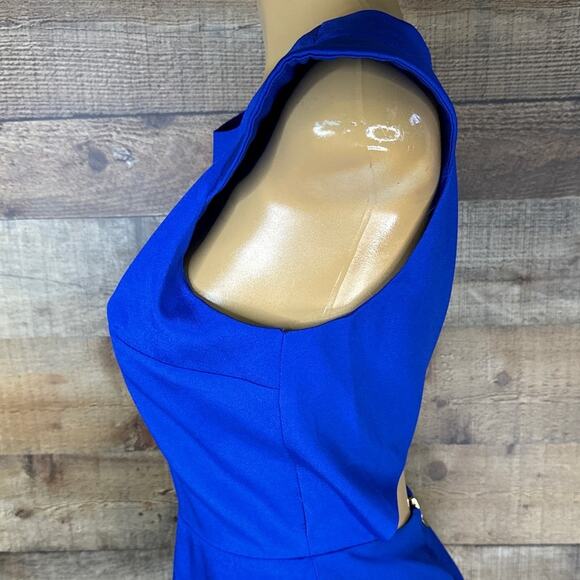 Naven Arthur Cut Out Sleeveless Cap Sleeve Zipper Back Blouse Blue Size 6 - Picture 4 of 10